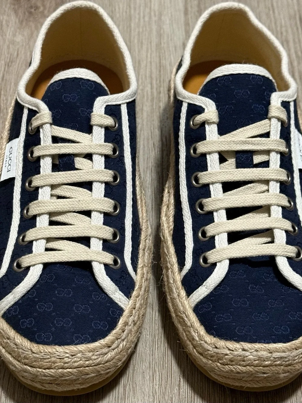 Gucci GG Monogram Canvas Espadrille Sneakers Blue Men’s Size 8.5.. Woman’s Sz 10